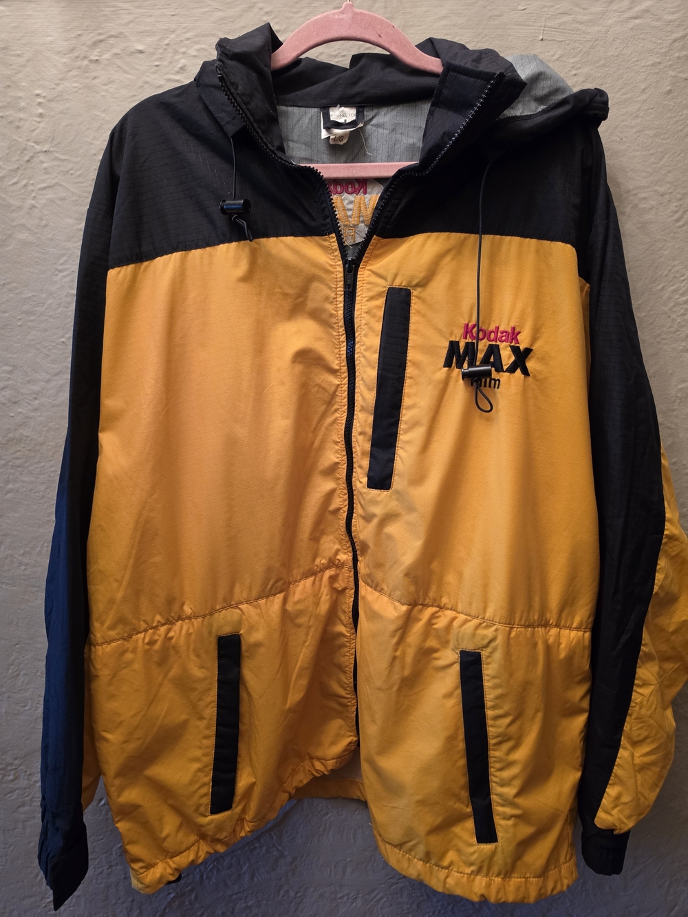 Vintage 90s Kodak MAX Film Promo Windbreaker Jacket Embroidered Hooded L